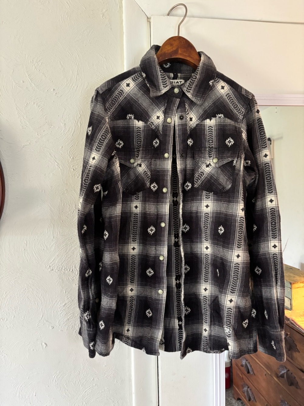 Ariat B&W Plaid Western Snap Shirt
